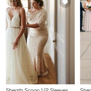 Elegant Champagne Gown with Sequin Details